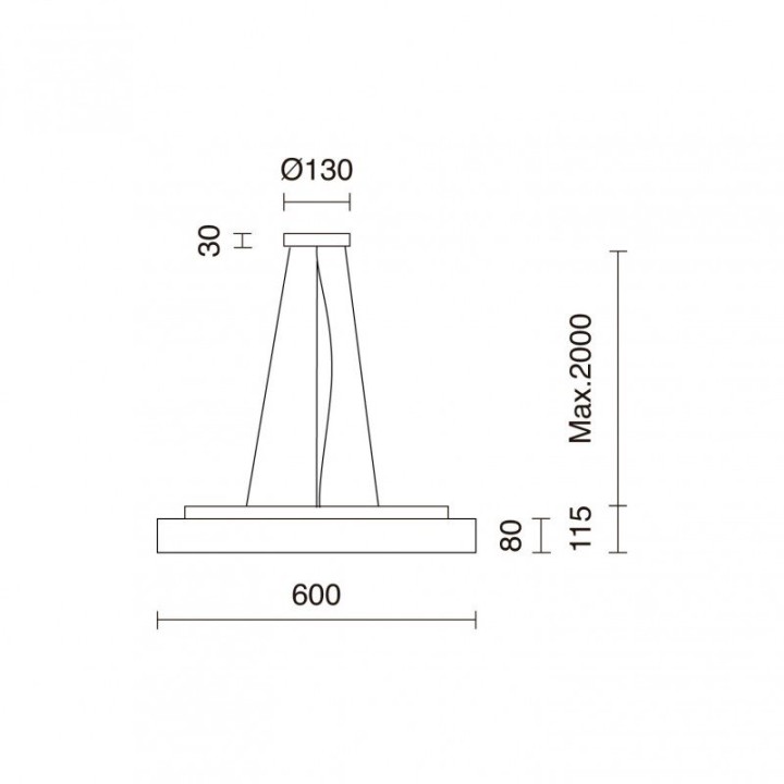 Suspensión BILOG Medium LED SMD 44W 4563lm CRI80 4000K 120º Blanco INDELUZ 801C-L3348B-01