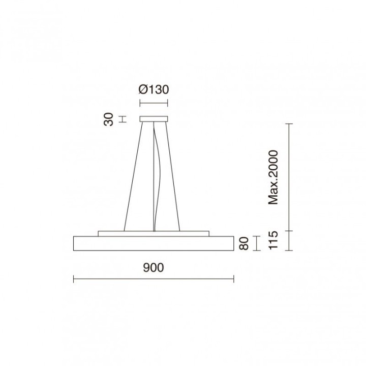 Suspensión BILOG Large LED SMD 96W 7944lm CRI80 3000K 110º Blanco INDELUZ 801D-L31A3B-01