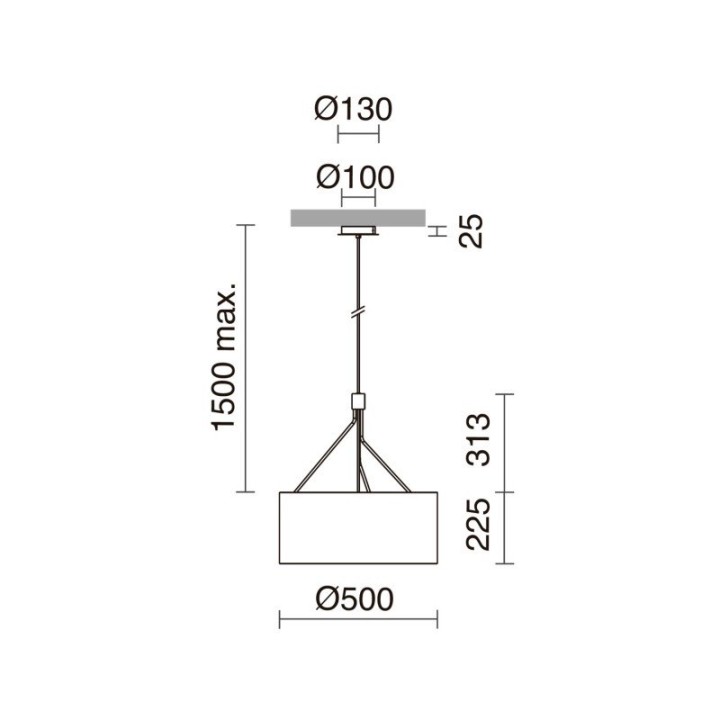 Suspensión DIAGONAL E27 3x13W Blanco Blanco sintético EXO 855D-G05X1A-01-SA
