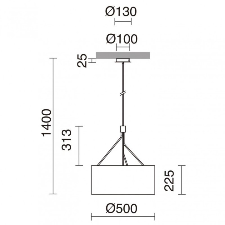 Suspensión DIAGONAL 3x13W Cobre Cobre sintético EXO 855D-G05X1A-37-SM