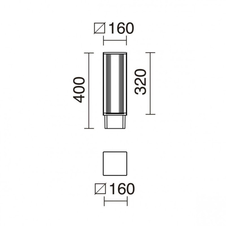 Baliza AURA IP65 LED SMD 25W 3480lm CRI80 3000K 120º 400mm Marrón óxido CRISTHER 932D-L3125B-90