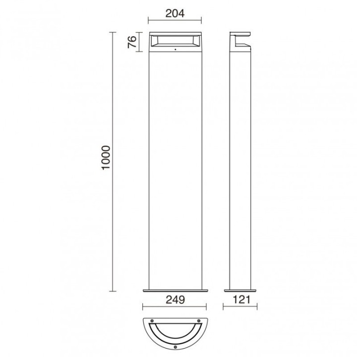 Baliza LOOP IP65 LED SMD 9.50W 1295lm CRI80 3000K 50º 1000mm Negro DOPO 982C-L3109A-02