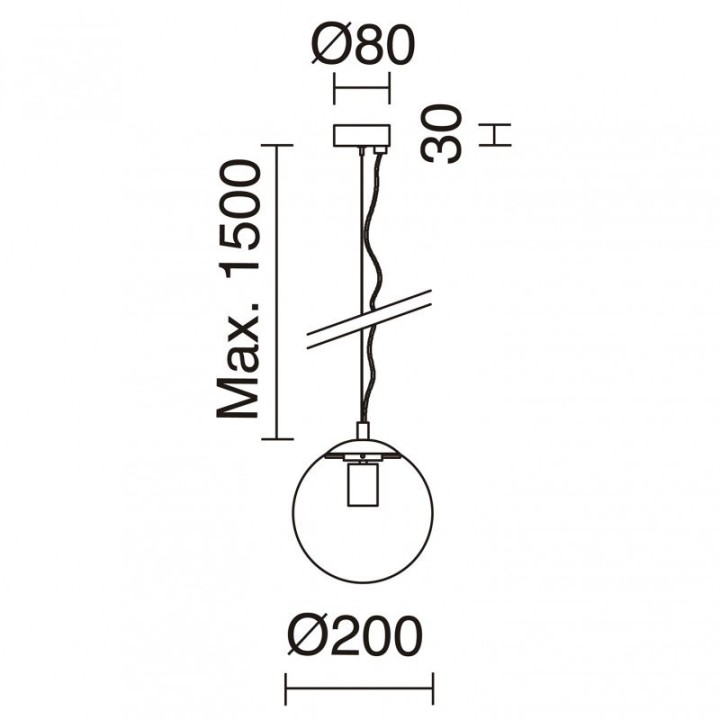 Suspensión OXY E27 40W ⌀200mm Cristal opalizado Cromo EXO 984A-G05X1A-32-27