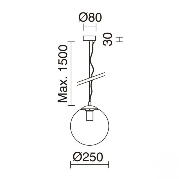 Suspensión OXY E27 40W ⌀250mm Cristal opalizado Oro EXO 984B-G05X1A-47-27
