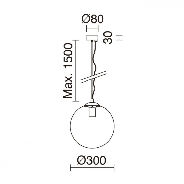 Suspensión OXY E27 60W ⌀300mm Cristal opalizado Cromo EXO 984C-G05X1A-32-27