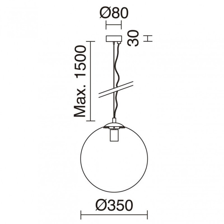 Suspensión OXY E27 60W ⌀350mm Cristal opalizado Negro EXO 984D-G05X1A-02-27
