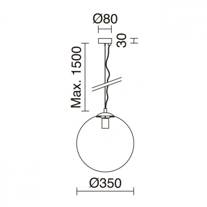 Suspensión OXY E27 60W ⌀350mm Cristal opalizado Negro EXO 984D-G05X1A-02-27