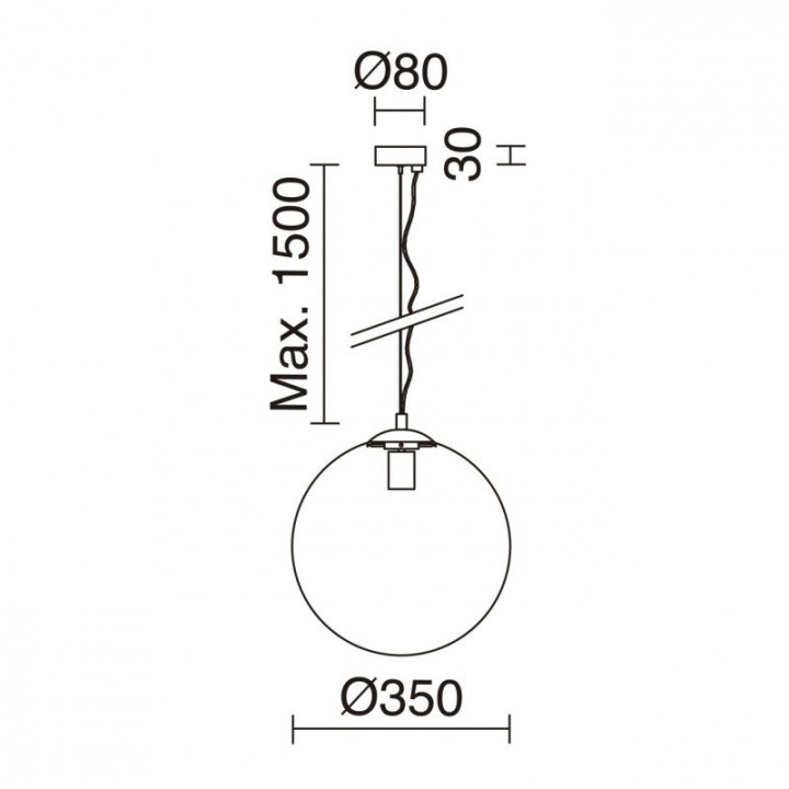 Suspensión OXY E27 60W ⌀350mm Cristal opalizado Cromo EXO 984D-G05X1A-32-27