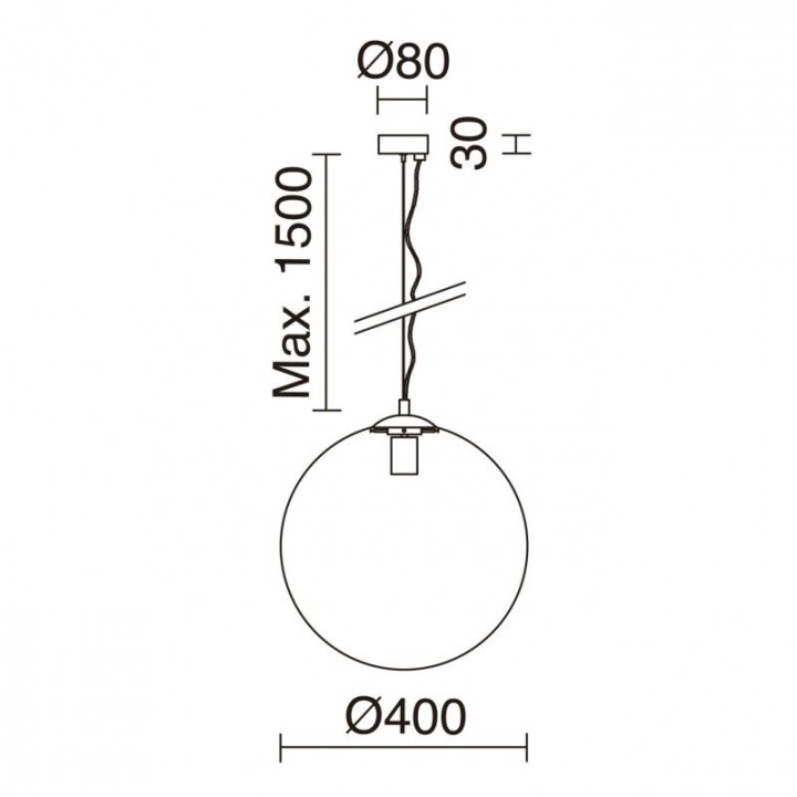 Suspensión OXY E27 60W ⌀400mm Cristal opalizado Negro EXO 984E-G05X1A-02-27