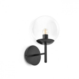 Aplique OXY E27 40W Cristal transparente Negro EXO 984F-G05X1A-02