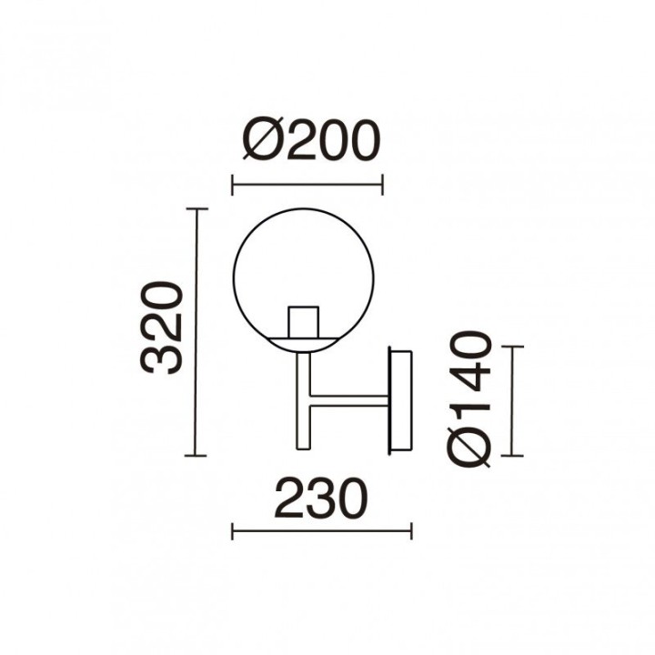 Aplique OXY E27 40W Cristal transparente Negro EXO 984F-G05X1A-02