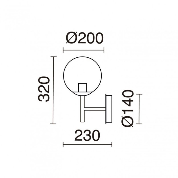 Aplique OXY E27 40W Cristal opalizado Negro EXO 984F-G05X1A-02-27