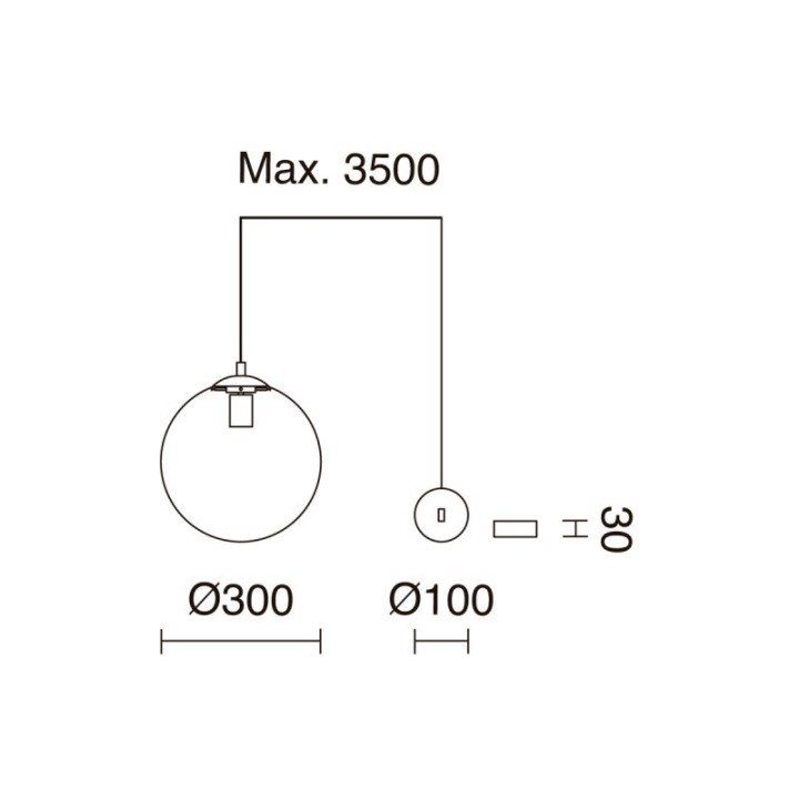 Suspensión OXY ZIG ZAG 40W ⌀300mm Cristal opalizado Negro EXO 984H-G05X1A-02-27