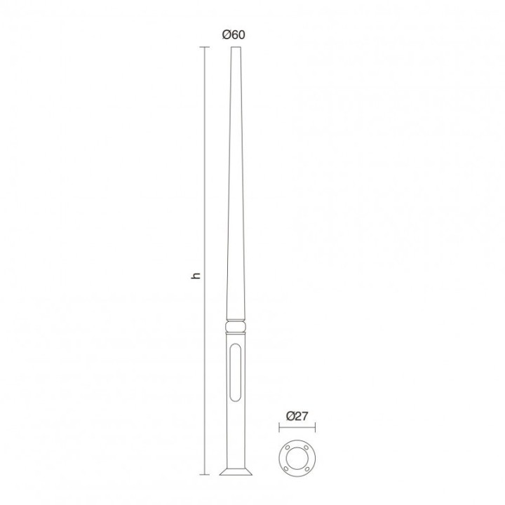 Poste TopØ60 POSTES Resina Mod. 5000mm Negro DOPO C04E-32-02