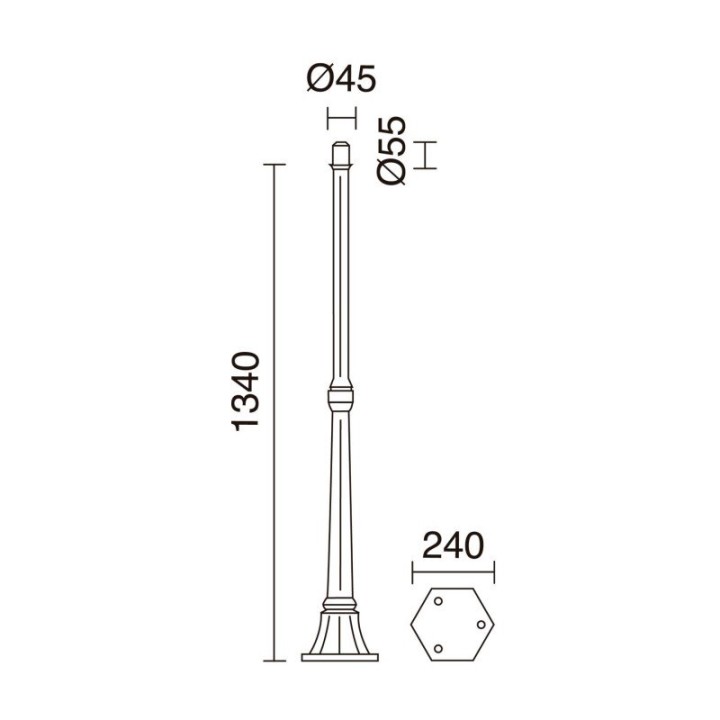 Poste clásico TopØ45 POSTES 1340mm Blanco DOPO C07A-11-01