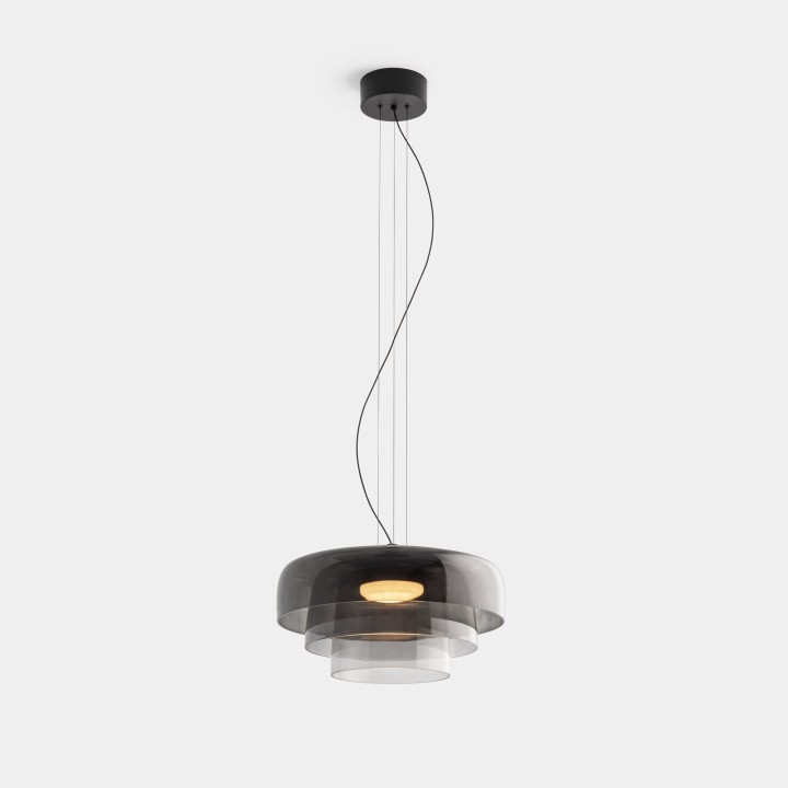 Lámpara Colgante Levels 3 Bodies Ø420mm + Ø320mm + Ø220mm LED 19 SW 2700-3000-4000K DALI2 Negro 1255lm Leds C4 New