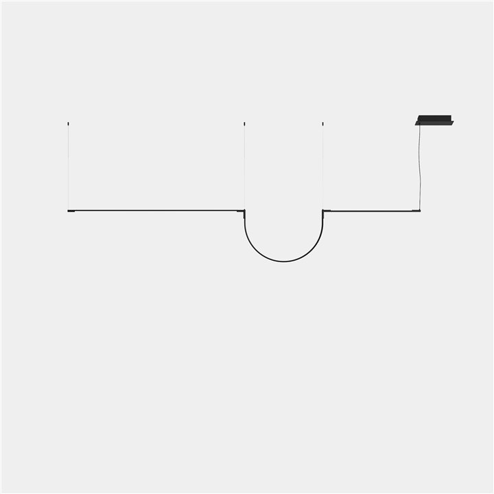 Lámpara Colgante Tubs Modular Pendant Lineal Double with Arch LED 46 Blanco cálido - 3000K ON-OFF Negro 3435lm Leds C4 New
