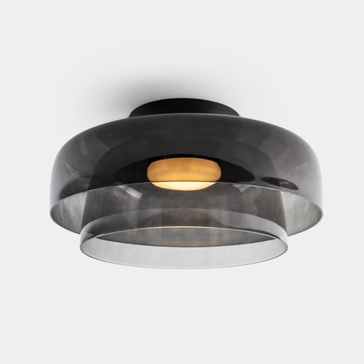 Plafon Levels Ceiling 2 Bodies Ø420mm + Ø320mm LED 28 SW 2700-3000-4000K PHASE CUT Negro 1850lm Leds C4 New