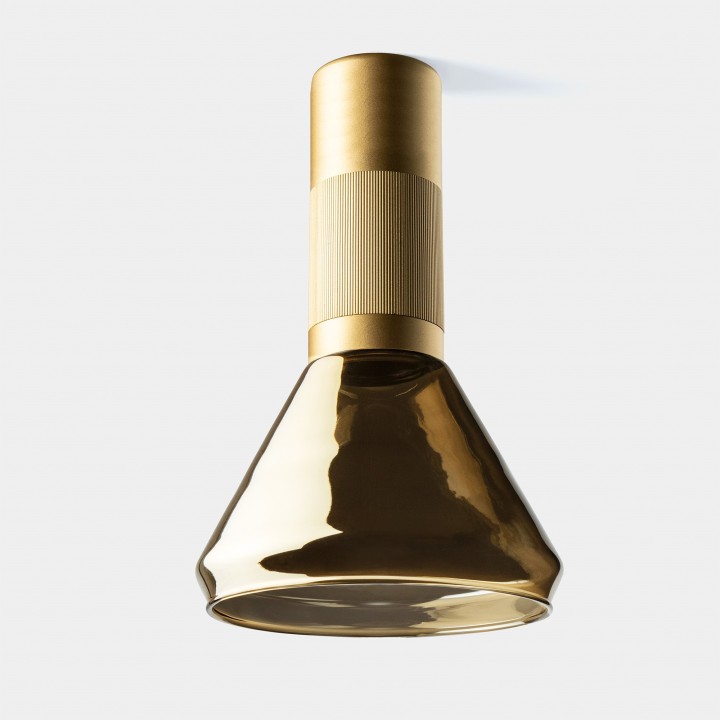 Plafon Iris Surface Cone 15º 6.3 Blanco cálido - 3000K CRI 90 ON-OFF Oro/Oro/Oro IP23 567lm Leds C4 New