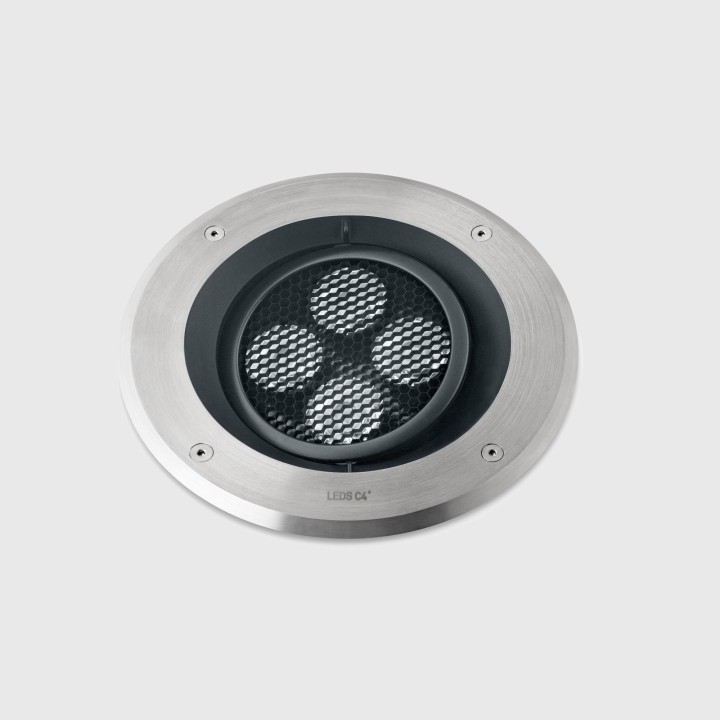 Lámpara Empotrable de suelo IP66-IP67 Gea Power LED Pro Ø220mm Comfort LED 5.2 RGBW DMX RDM Acero inoxidable AISI 316 512lm Leds
