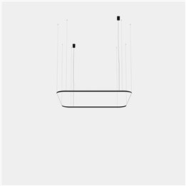 Lámpara Colgante Geometric Square Recessed 2500x2500mm LED 195 Blanco cálido - 2700K ON-OFF Negro 11527lm Leds C4 New