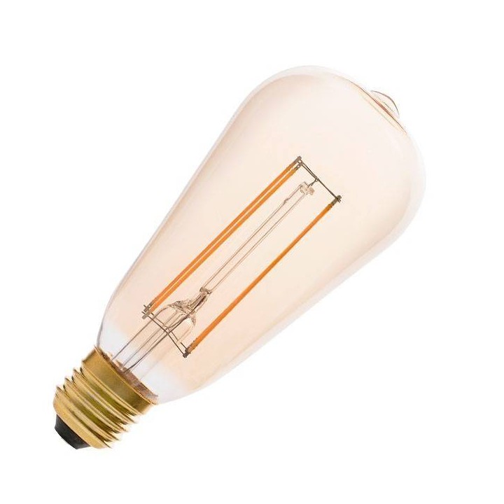 Bombilla LED Regulable E27 Edison ST64 5W 400Lm Ambar Filamento