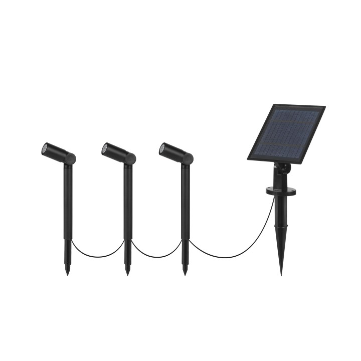 Proyector IP44 Lis Solar (3 ud.) LED 3W 3000K 300lm Negro Forlight PX-0451-NEG