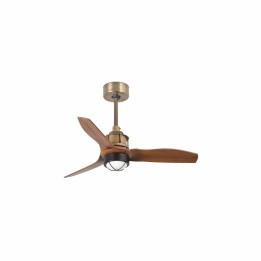 Faro JUST FAN XS LED Ventilador oro viejo/madera 81cm SMART
