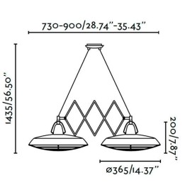 Lámpara Colgante Extensible doble LED Faro PLEC Marrón envejecido