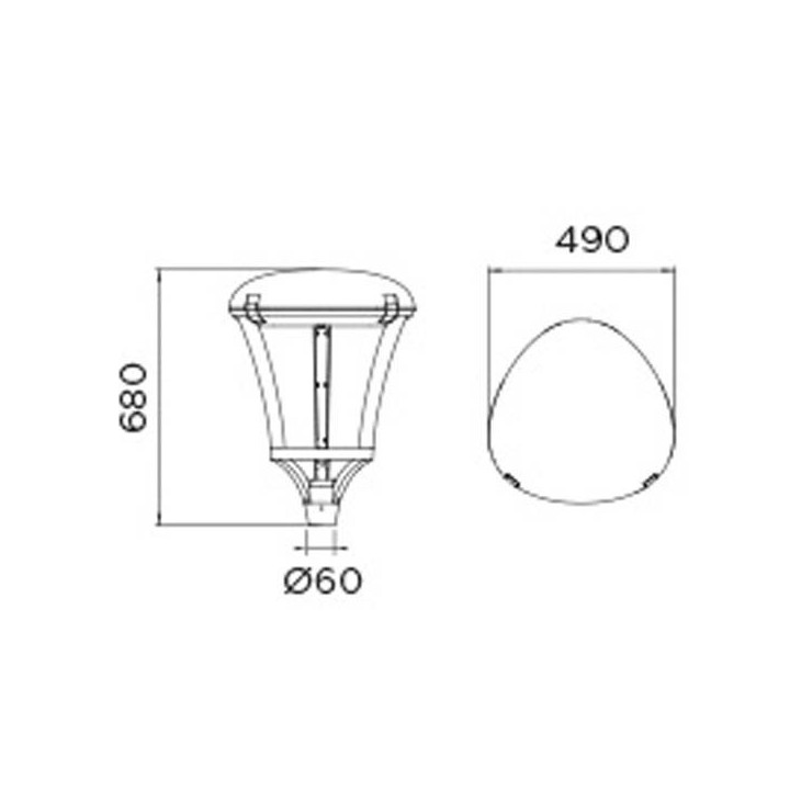 Cabezal farolas LED 45W Leds C4 MERIDIAN ASYMMETRICAL 4000K 4379 lm Negro