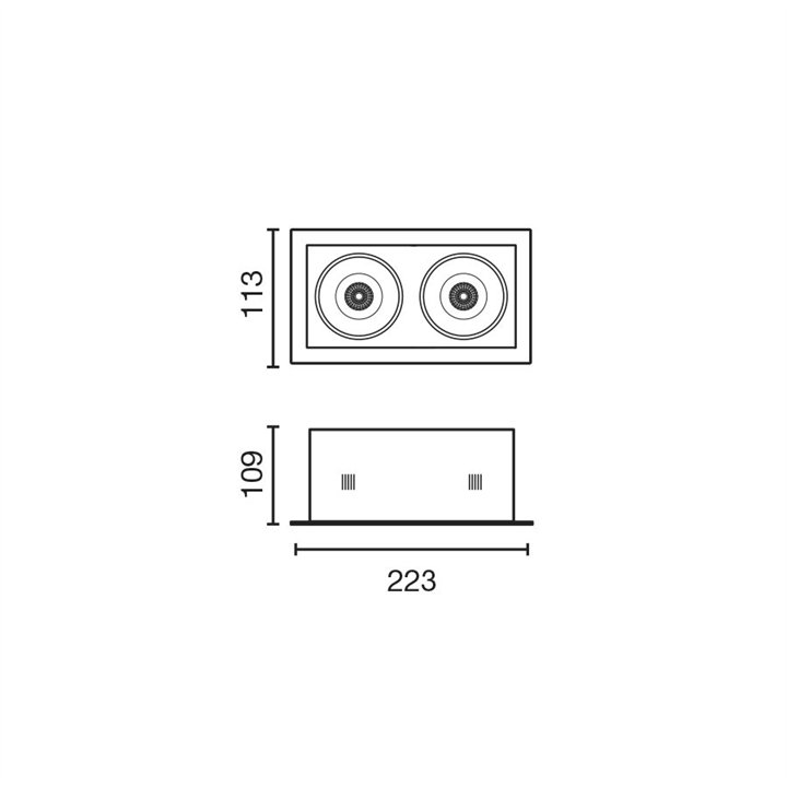 Faro NANO COLIN-2 empotrable gris con marco 14-26W 2700K 56°