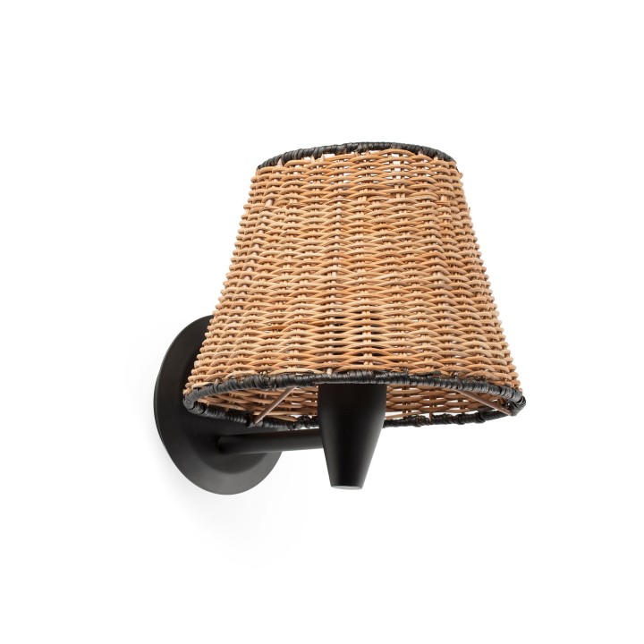 Faro SUMBA Lámpara aplique negra/ratán