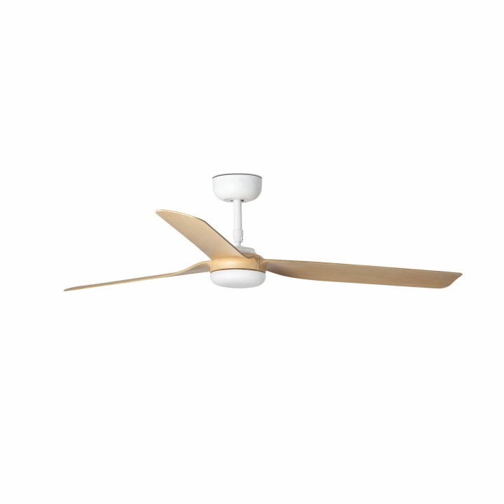 Faro PUNT M Ventilador blanco/madera clara DC SMART