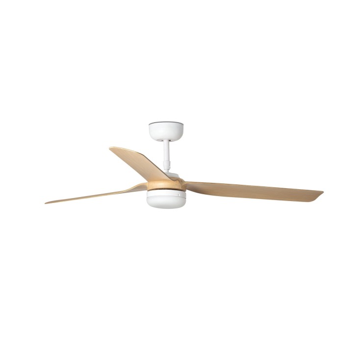 Faro PUNT M LED Ventilador blanco/madera clara DC SMART