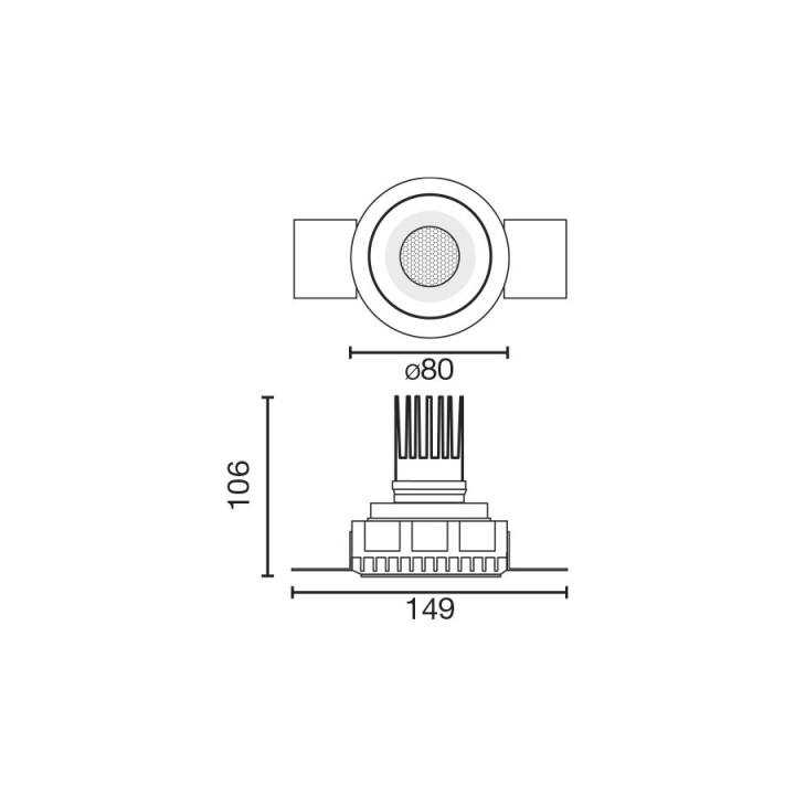 Faro TULIPA downlight trimless empotrable blanco 10W 15° 3000K CRI90