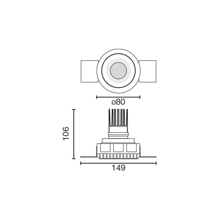 Faro TULIPA downlight trimless empotrable negro 10W 36° 2700K CRI90 dali