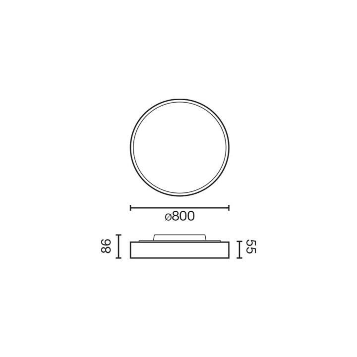 Faro DOMIO superficie negro Ø800 78W opal 4000K CRI80