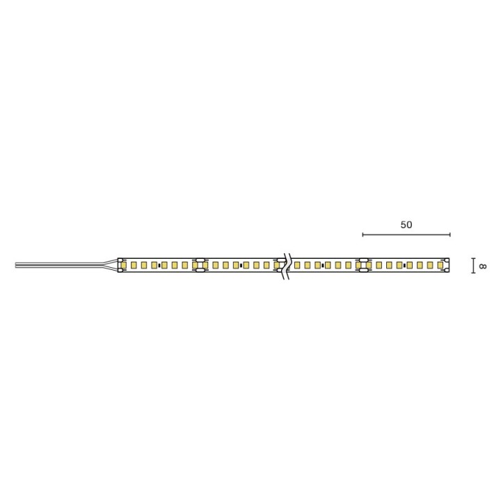 Faro Tira LED 2835 9.6W 160LED/M IP20 3000K CRI80