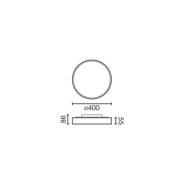 Faro DOMIO superficie blanco Ø400 36W opal 3000K CRI80