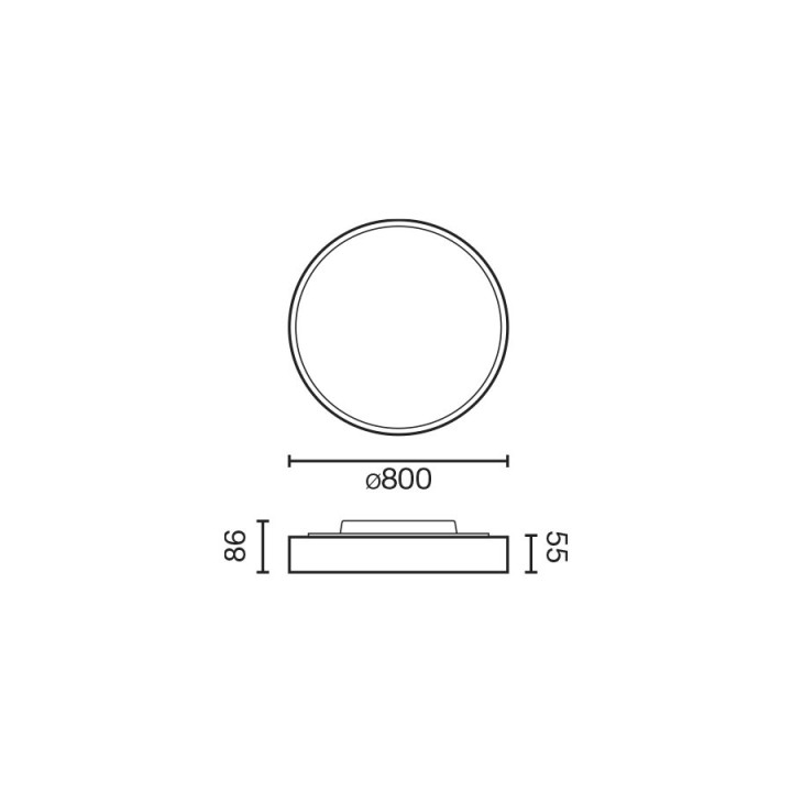 Faro DOMIO superficie negro Ø800 78W prismático 3000K CRI80 dali