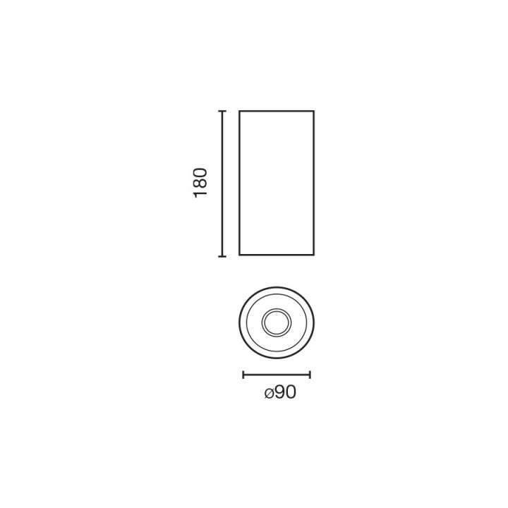 Faro FOST CEILING downlight superficie negro Ø90 42W 18° 3000K CRI90 dali