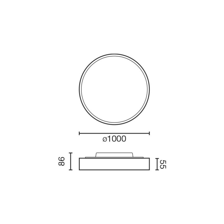 Faro DOMIO superficie blanco Ø1000 95W opal 3000K CRI80