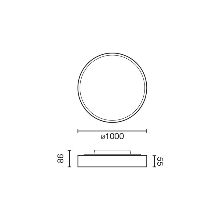 Faro DOMIO superficie negro Ø1000 95W prismático 4000K CRI80
