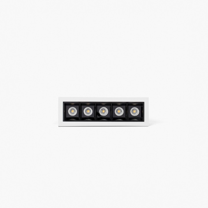 Faro TROOP empotrable 5x2W blanco-negro 15° 3000K CRI90