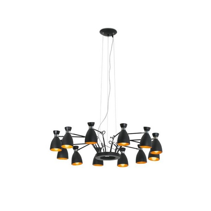 Lámparas Colgantes Faro RETRO COLGANTE NEGRO/ORO 12L E14 MAX 20W