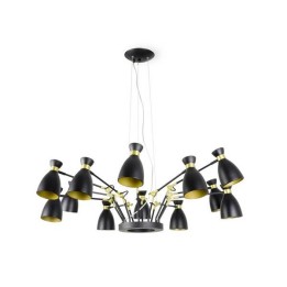 Lámparas Colgantes Faro RETRO COLGANTE 12 L NEGRO/ORO SATINADO  E14 MAX 20