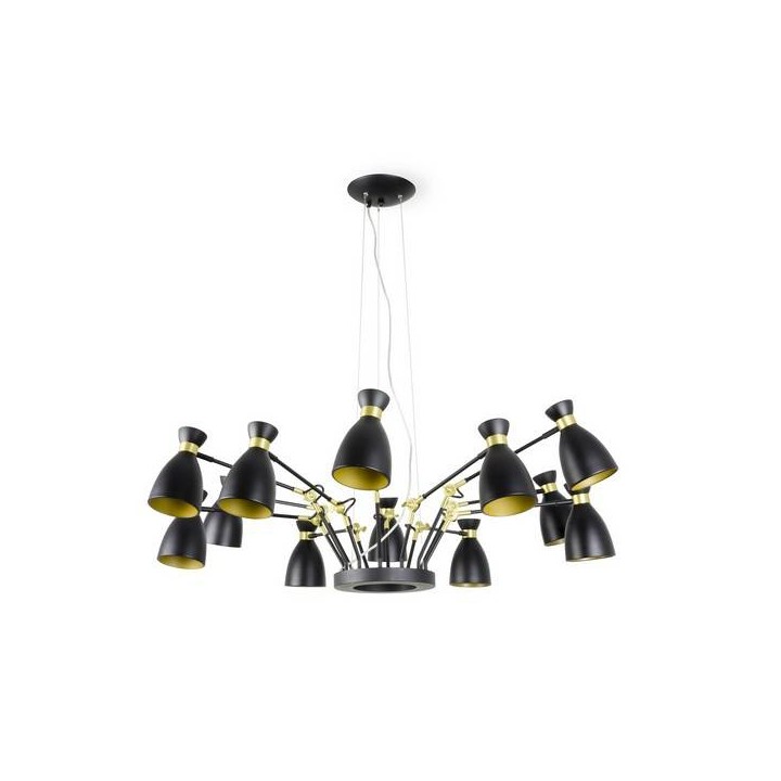 Lámparas Colgantes Faro RETRO COLGANTE 12 L NEGRO/ORO SATINADO  E14 MAX 20