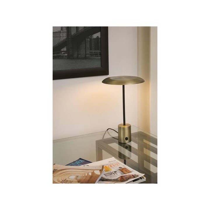 Lámparas Faro HOSHI SOBREMESA ORO SATINADO/NEGRO 12W LED 3000K
