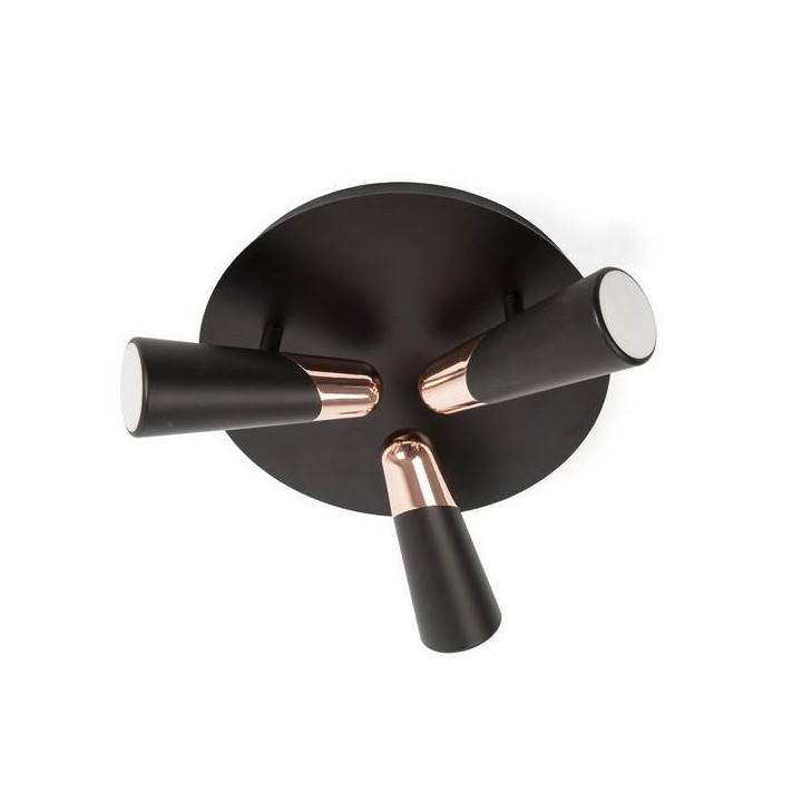 Plafones Faro LAO PLAFON NEGRO/COBRE LED 3 X 4,5W 3000K