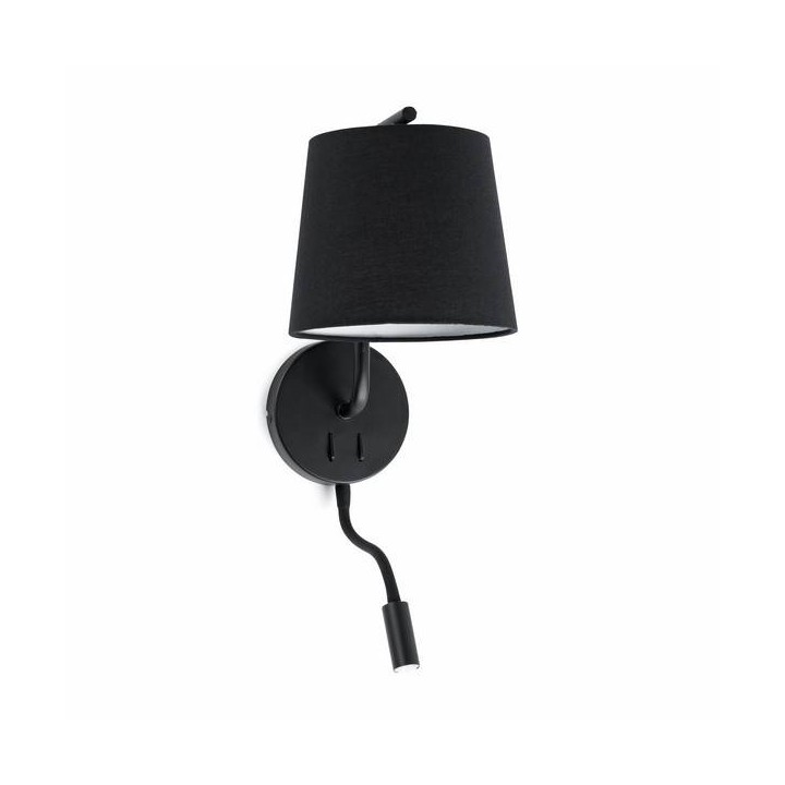 Apliques Faro BERNI APLIQUE NEGRO CON LECTOR E27 20W LED 3W